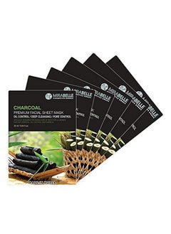 MIRABELLE COSMETICS KOREA Charcoal Facial Sheet Mask (Pack Of 6)  - Image 1