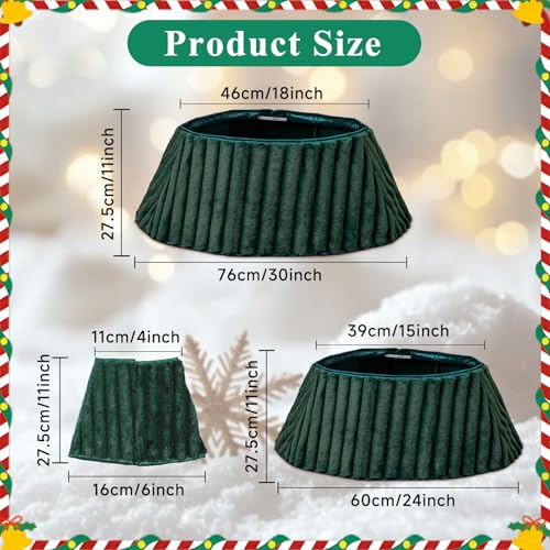 Lanpn 24 Inch Christmas Tree Collar Faux Fur Tree Collar Christmas Tree Skirt Plush Christmas Tree Ring for Small Artificial Trees Winter Home Party Holiday Indoor Xmas Decor Green 60cm - Image 3