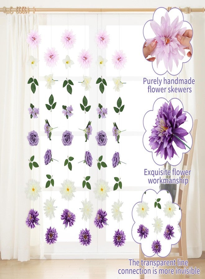 LACGO 6 PCS Artificial Rose Flowers Hanging Decorations, Purple Hanging Flowers Garland Spring Party Decorations for Wedding Party Background Birthday Baby Shower Home Flower Garden Themed (Purple) - Image 3