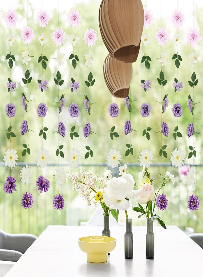 LACGO 6 PCS Artificial Rose Flowers Hanging Decorations, Purple Hanging Flowers Garland Spring Party Decorations for Wedding Party Background Birthday Baby Shower Home Flower Garden Themed (Purple) - Image 4