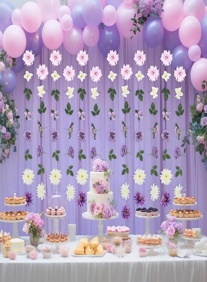 LACGO 6 PCS Artificial Rose Flowers Hanging Decorations, Purple Hanging Flowers Garland Spring Party Decorations for Wedding Party Background Birthday Baby Shower Home Flower Garden Themed (Purple) - Image 5
