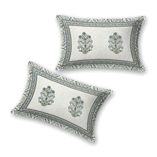 EasyGoods® 240 TC Pure Cotton Bedsheet for Double Bed, King & Queen Size Bed, Jaipuri Rajasthani Design with 2 Pillow Covers, Extra Soft & Wrinkle Free (Green) - Image 5