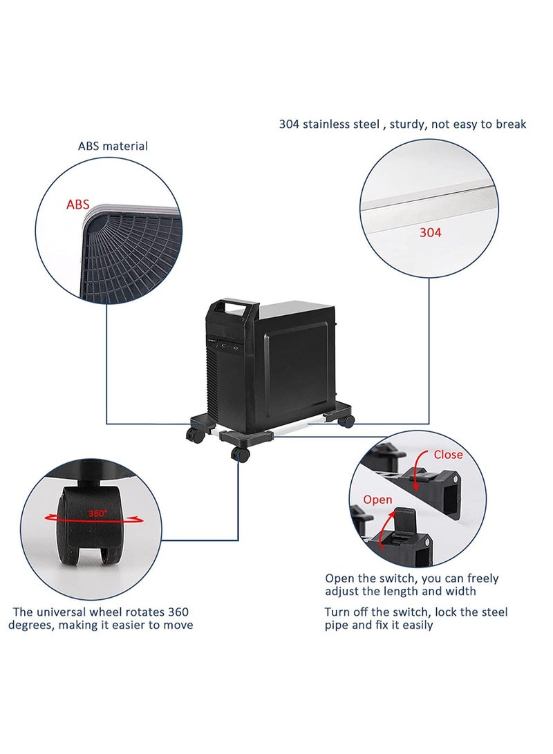 SYOSI Mobile CPU Stand Adjustable Computer Tower Stand with 4 Caster Wheels Fits Most PC, CPU Rolling Stand, Mobile PC Holder with Locking Caster Wheels Black  - Image 3