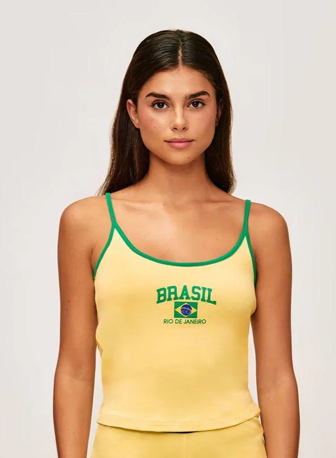 Undiz Thin strap jersey tank top 'Brasil' - Yellow