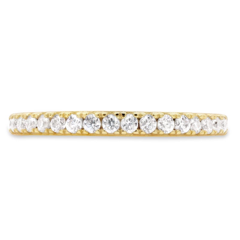 SAVEARTH DIAMONDS Half Eternity Wedding Band for Women Round Lab Created Moissanite Stackable Ring in 14K Yellow Gold Plated 925 Sterling Silver Jewelry Gift for Her (0.25 cttw) Size 6 - Image 2