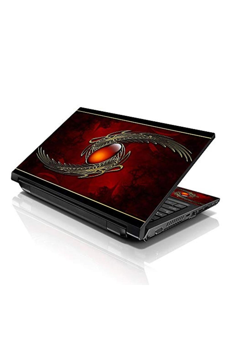 LSS 17 17.3 Inches Laptop Notebook Skin Sticker with 2 Wrist Pads - Reusable Cover Protector Vinyl Sticker Cover Decal Fits 17" - 19" HP Asus Acer Samsung - Red Sign Pattern - Image 1