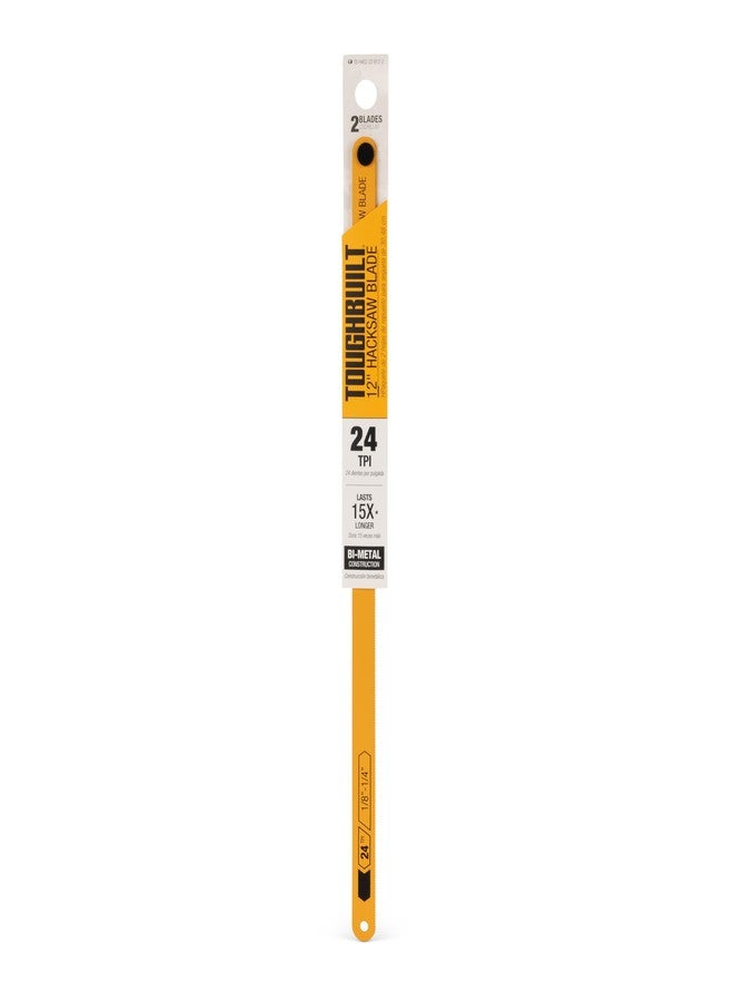 ToughBuilt - 2 Pack 12-Inch Hacksaw Blades 24 TPI, High-Carbon Steel Replacement Blades for Clean Metal and Plastic Cutting, Durable Precision Blades - Image 5