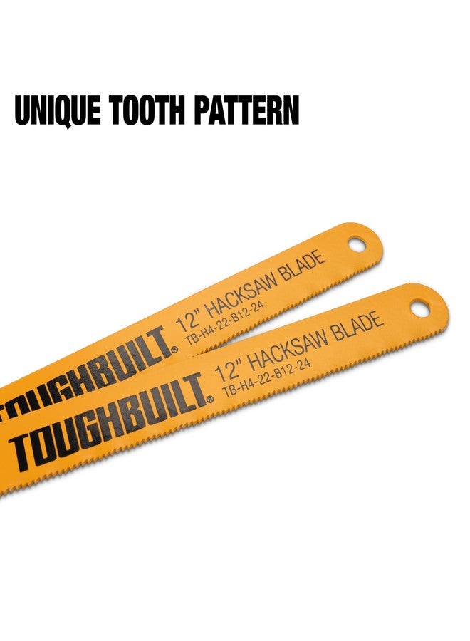 ToughBuilt - 2 Pack 12-Inch Hacksaw Blades 24 TPI, High-Carbon Steel Replacement Blades for Clean Metal and Plastic Cutting, Durable Precision Blades - Image 4