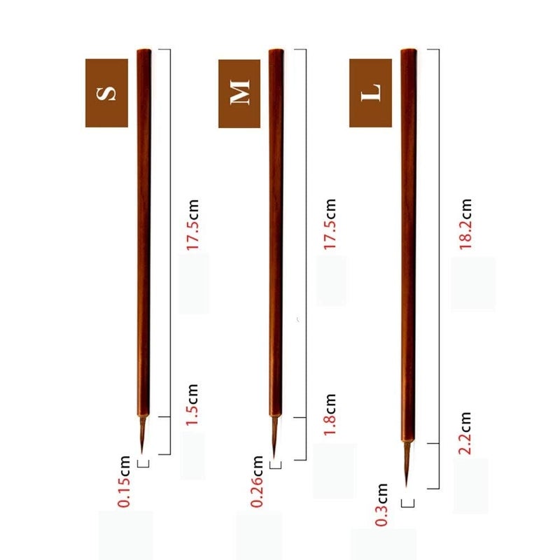 Artnery 3Pc Artist Round Bamboo Handle Natural Fine Tip Soft Bristles Paint Brush Set for Calligraphy Oil Painting Watercolor Painting etc - Image 2
