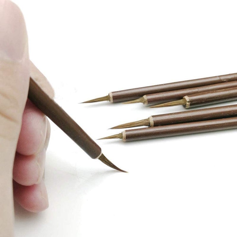 Artnery 3Pc Artist Round Bamboo Handle Natural Fine Tip Soft Bristles Paint Brush Set for Calligraphy Oil Painting Watercolor Painting etc - Image 5