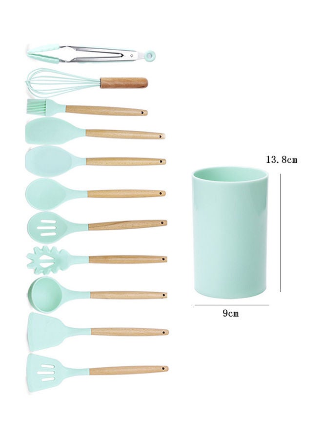 11- Piece Wooden Handle Non Stick Cookware Spoon Set Mint green - Image 3