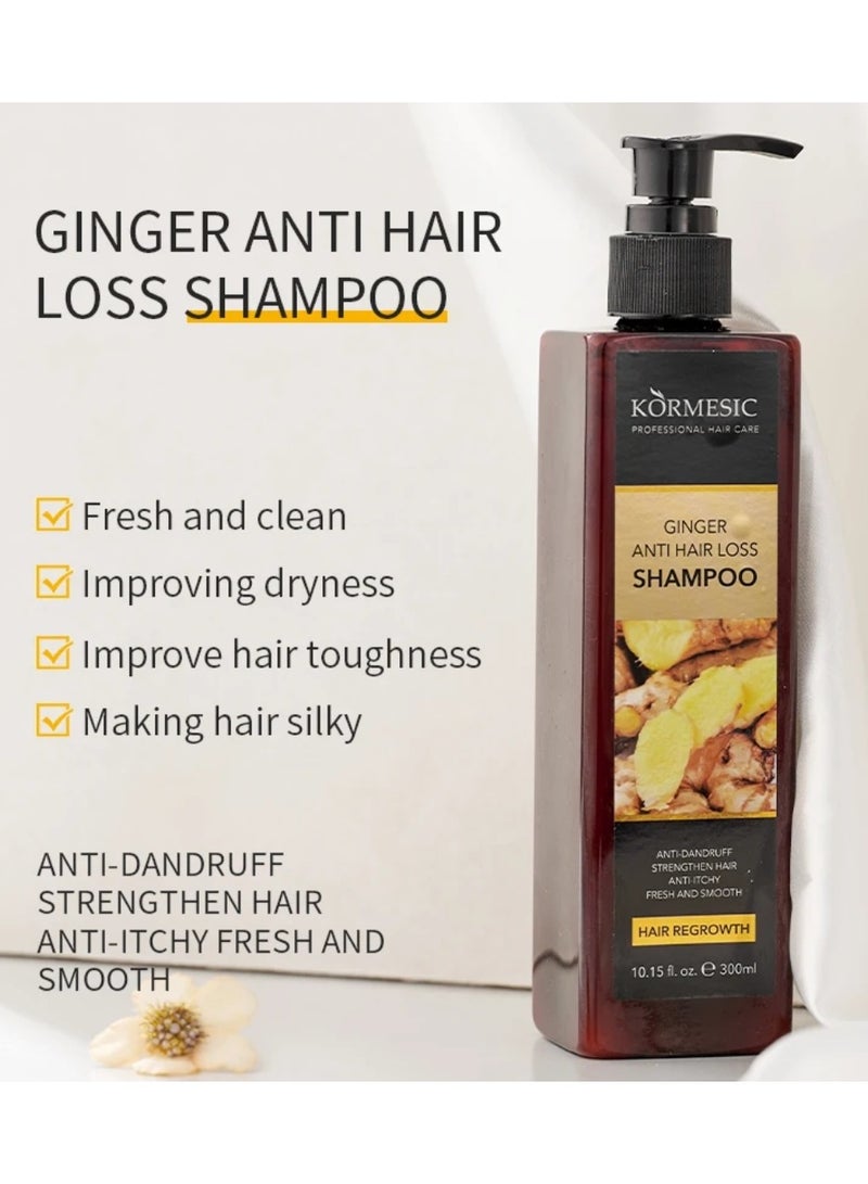 Kormesic 3Pcs Ginger Anti Hair Loss Hair Care Set Natural Shampoo & Conditioner for Daily Use Plus Scalp Energizing Serum for Enhanced Hair Health Suitable for All Hair Types - Image 4