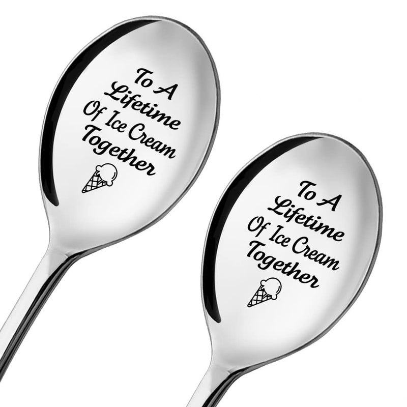 Zbbfscsb To A Lifetime Of Ice Cream Together 2 Pcs Spoon With Gift Box  Ice Cream Spoons For Couple  His Her Ice Cream Spoons  Ice Cream Lovers Gifts  Anniversary Birthday Gifts For Couple - Image 1