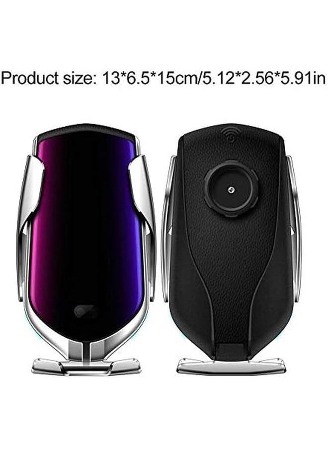 erorex - 10W Fast Qi Wireless Car Charger Automatic Clamping Wireless Car Charger Mount Infrared Auto Sens Wireless Charger 360°Rotating For All Mobile Phones That Support Qi Wireless Charging Silver - Image 1