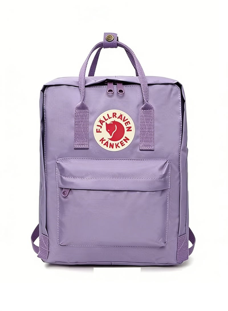 فجالرافن Classic Square Backpack for Women Men Teens, Water Resistant Lightweight Casual Daypack, Fashion School Bookbag with Front Pocket & Top Handles, Ideal for Daily Commute, Work, Travel Light Purple - Image 1
