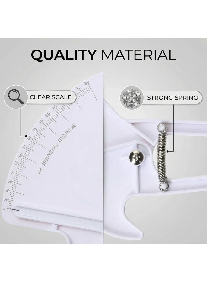 Bluejw ﻿Body Fat, Body Fat Calipers, Professional Skinfold Caliper, Fat Measure Clipper Combo, Body Fat Caliper Easy to Read, Body Fat Tester for Measuring Body Fat Percentage(white) - Image 2