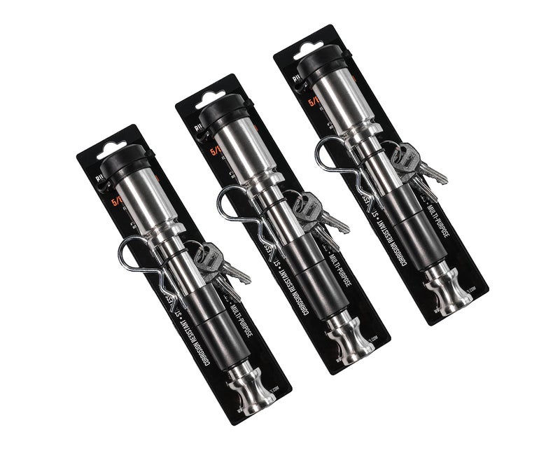 BulletProof Hitches 58 Trailer Hitch Locking Pins Universal Fit Stainless Steel Weather Resistant Rubber Cap Silver 3 Pack