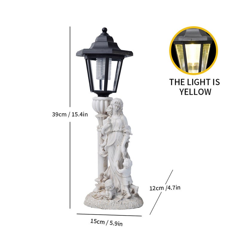 Resin Mother and Child Angel Statue Solar Outdoor Light for Home Garden Path Sculpture Decor - Image 1