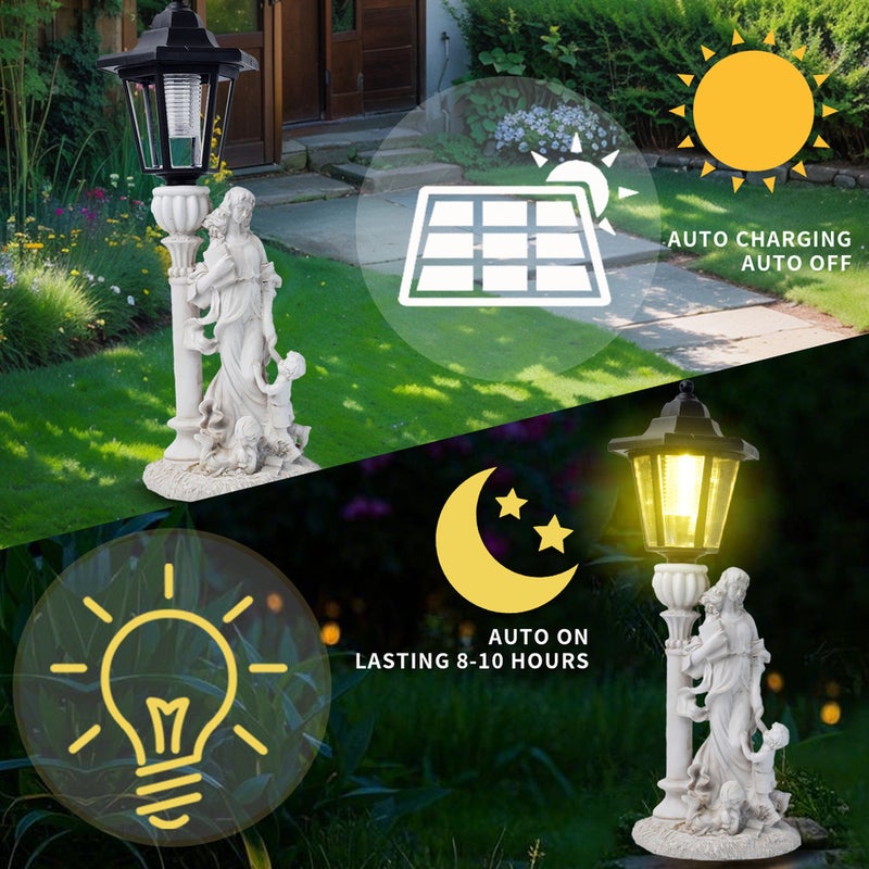 Resin Mother and Child Angel Statue Solar Outdoor Light for Home Garden Path Sculpture Decor - Image 2