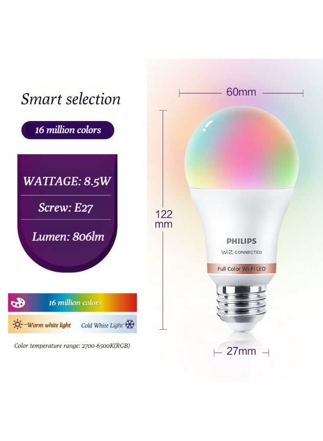 Philips LED مصباح ذكي E27 مصباح توفير الطاقة من نوع المسمار للاستخدام المنزلي ، مع ضوء مشرق للغاية ، والتحكم الصوتي الذكي ووظيفة الواي فاي ، قادرة على تغيير اللون. - Image 1