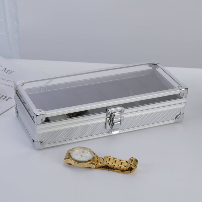 Transparent Watch Box 26x11x6.5cm Aluminum Alloy Lightweight - 12-Slot Scratc-Proof Interior Acrylic Window Watch Display Case for Jewelry Collection - Image 5