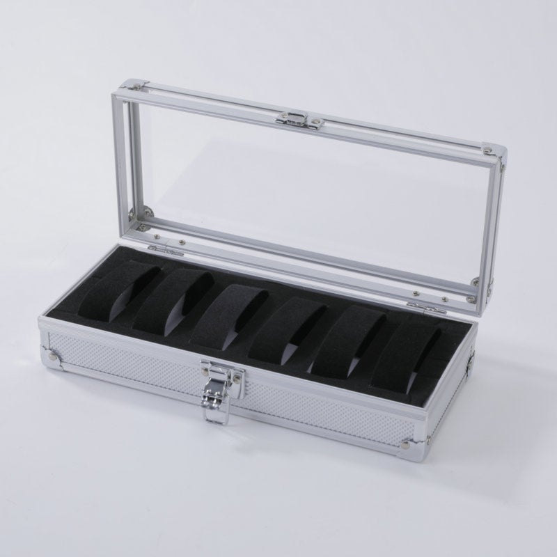 Transparent Watch Box 26x11x6.5cm Aluminum Alloy Lightweight - 12-Slot Scratc-Proof Interior Acrylic Window Watch Display Case for Jewelry Collection - Image 1