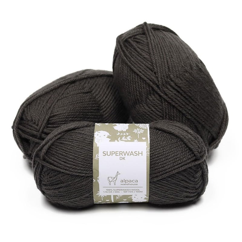 Alpaca Warehouse 100 Pure Wool Yarn Superwash Set of 3 Skeins 150 Grams DK Weight Sourced Directly from Peru Heavenly Soft and Perfect for Knitting and Crocheting Iron Gray - Image 2