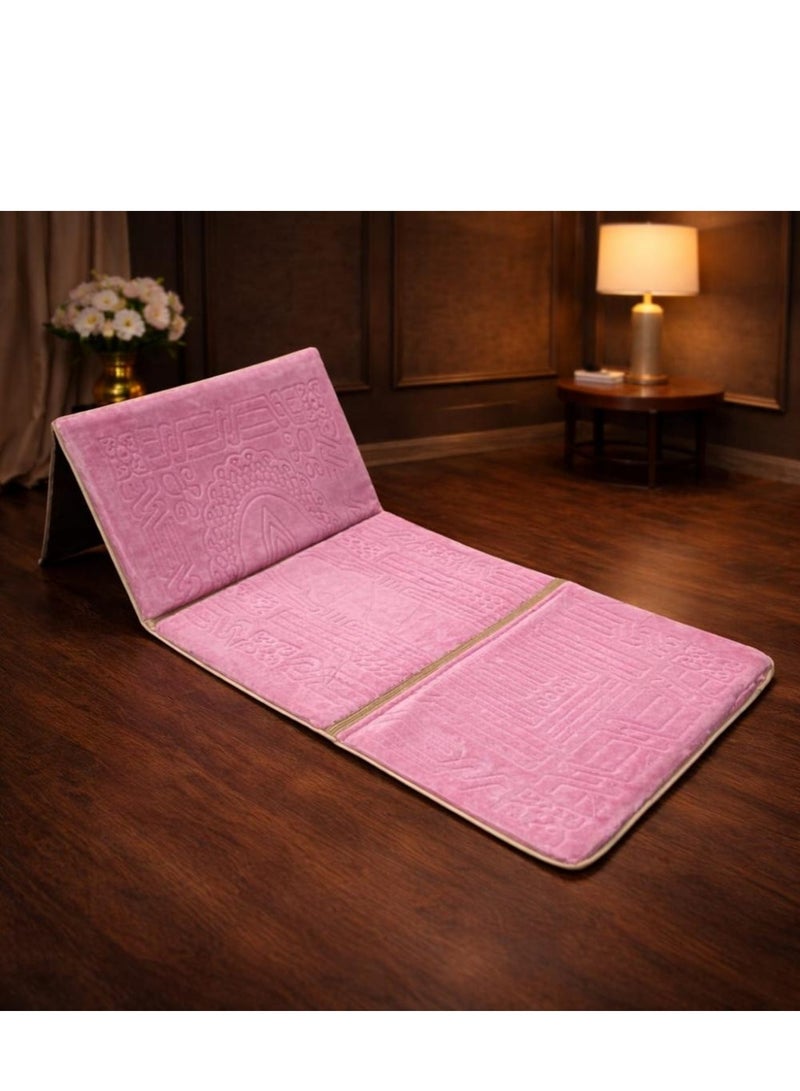 Padded, foldable prayer mat with backrest and carrying pocket - Image 1