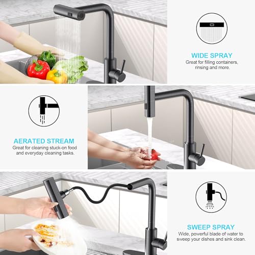 AVSIILE Kitchen Faucets with Pull Down Sprayer & Soap Dispenser, Single Hole & Handle, Oil Rubbed Bronze, Pull Out Tap, Stainless Steel Waterfall Sink Faucet Suitable for Farmhouse Camper Laundry Rv - Image 2