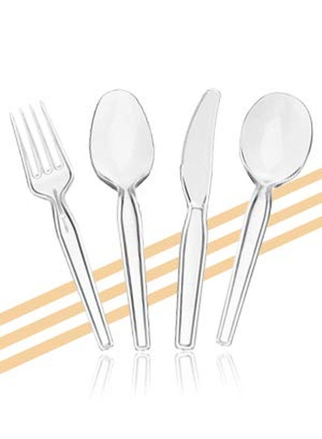 Settings [100 Count] Settings Plastic Clear Forks, Heavyweight Disposable Cutlery, Great For Home, Office, School, Party, Picnics, Restaurant, Take-out Fast Food, Outdoor Events, Or Every Day Use, 2 Bags - Image 5