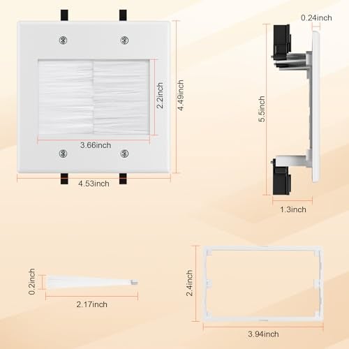 Celendor in Wall Cable Concealer Kit with Brush Wall Plate,Recessed Outlet Box,9ft Cord,2 Gang Pass Through Wire Hider for TV Cable Management,HDMI Cables and Home Theater Systems - Image 3