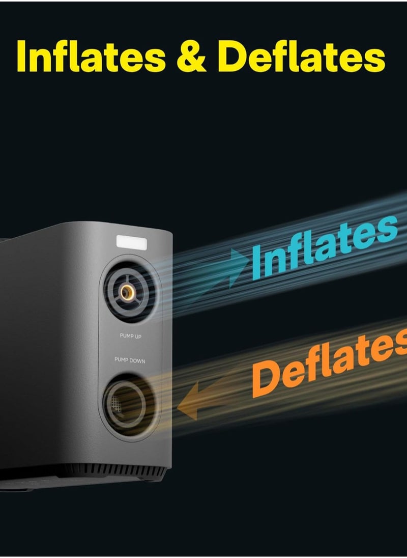 HOTO Heavy-Duty Dual-Core Smart Inflator – HOTO Station for Inflate & Deflate with 9 Intelligent Modes, Corded & Cordless Use, 7500mAh Power, Fast Performance – Gray – QWCQB002  - Image 4