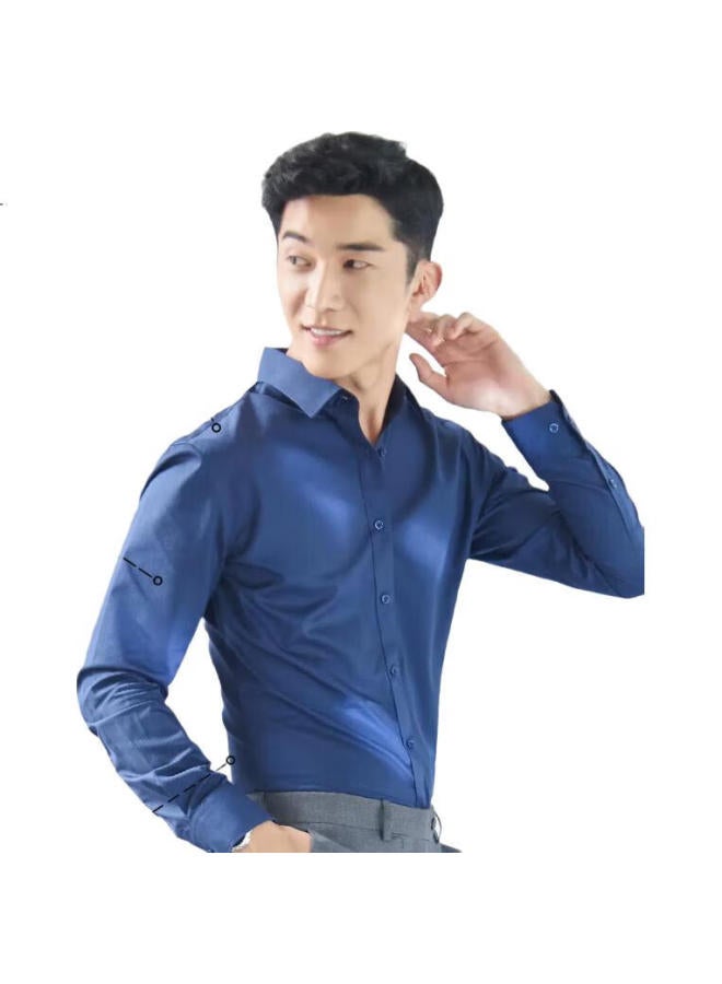 ROMON Men'S Long Sleeve Wrinkle-Free Iron-Free Professional Formal Business High-End Thick White Shirt Men Gray 40 - Image 3