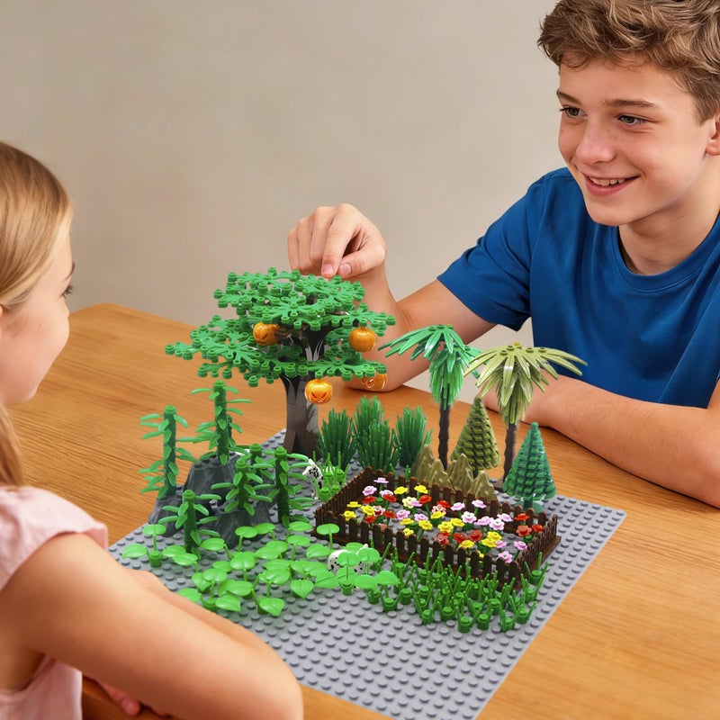 BroTex Plants Tree Accessories Jungle  Botanical Parts Bricks Flower Leaf Forest Flower Plants Pieces Building Blocks Set Animals Farm Squirrel Birds Grass Garden House Toy Without Baseplate - Image 3