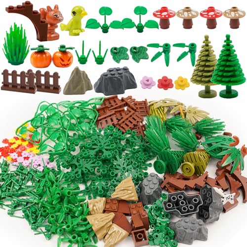 BroTex Plants Tree Accessories Jungle  Botanical Parts Bricks Flower Leaf Forest Flower Plants Pieces Building Blocks Set Animals Farm Squirrel Birds Grass Garden House Toy Without Baseplate - Image 1
