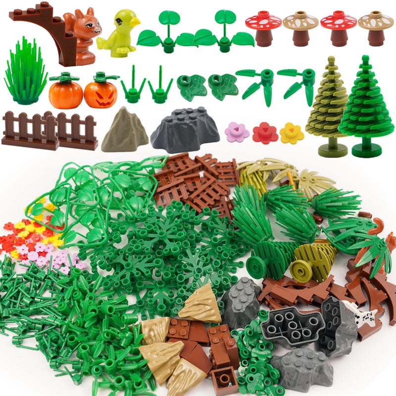 BroTex Plants Tree Accessories Jungle  Botanical Parts Bricks Flower Leaf Forest Flower Plants Pieces Building Blocks Set Animals Farm Squirrel Birds Grass Garden House Toy Without Baseplate - Image 2