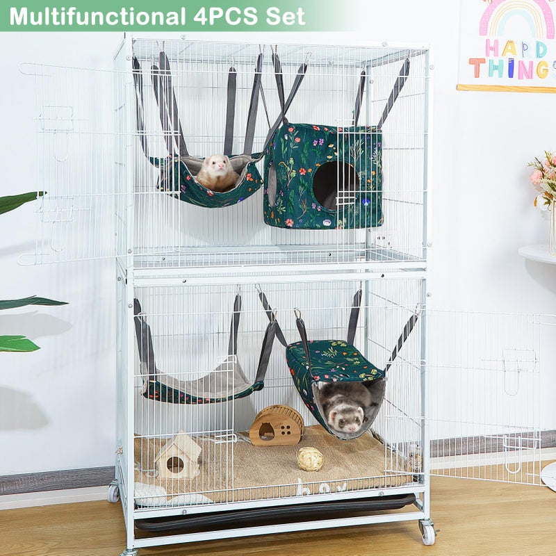 Glittme Ferret Hammock 4 Pack Ferret Cage Accessories Washable Rat Hammock Soft Guinea Pig Hammock for Ferrets, Rat, Sugar Glider, Squirrel - Image 2
