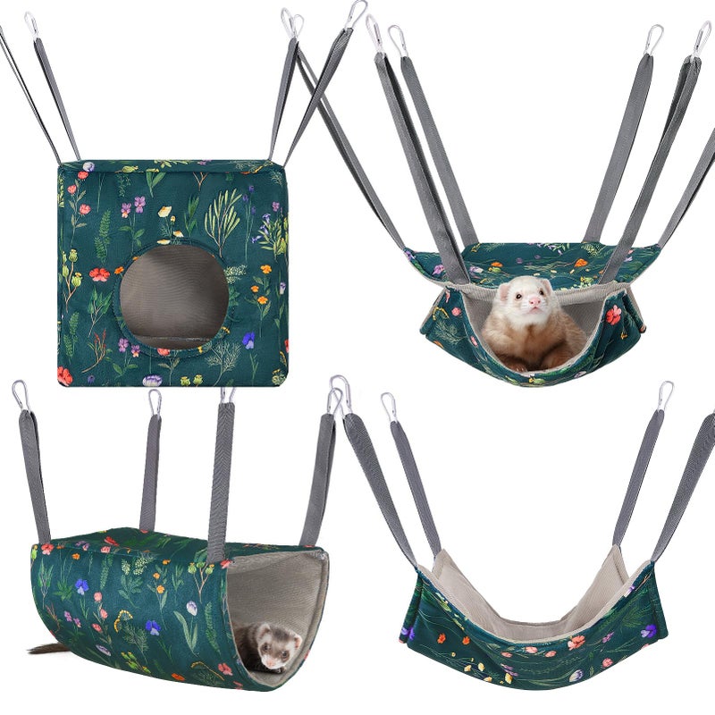 Glittme Ferret Hammock 4 Pack Ferret Cage Accessories Washable Rat Hammock Soft Guinea Pig Hammock for Ferrets, Rat, Sugar Glider, Squirrel - Image 1