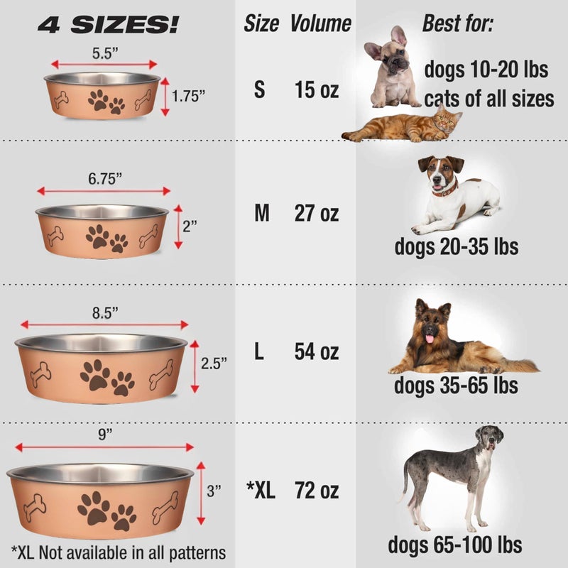 Loving Pets Bella Dog Bowls- Stainless Steel Dog & Cat Bowls - Spill Proof Dog Food Bowl, Cat Bowl, Puppy Essentials & Pet Supplies Great for Home & Travel (Medium 20-35 lbs, Champagne) - Image 5