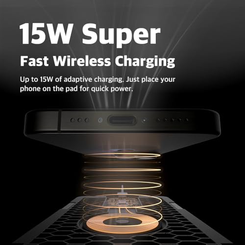 POUT H3 SplitMax 3-in-1 Wireless Charging Mouse Pad – Fast Qi Charger, Mousepad Mat, and Magnetic Tray Organizer – Compatible with Smartphones and Earbuds (Graphite Grey) - Image 5