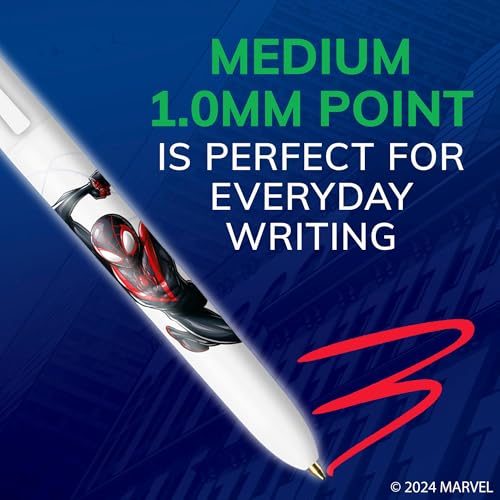 BIC 4-Color Retractable Ballpoint Pen with Marvel's Spider-Man Theme, Versatile Medium Point, 3-Count in Assorted Ink - Image 3