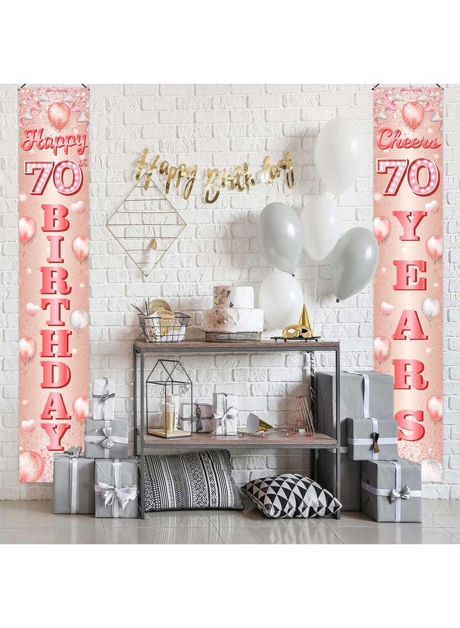 COOSOAR Happy 70Th Birthday Rose Gold Banner Backdrop Cheers To 70 Years Old Confetti Balloons Theme Decor For Women 70 Years Old Pink Birthday Party Decorations Bday Supplies Gift Background Favors Glitter - Image 5