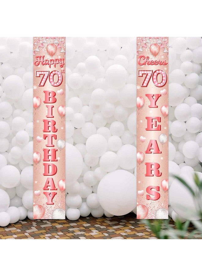 COOSOAR Happy 70Th Birthday Rose Gold Banner Backdrop Cheers To 70 Years Old Confetti Balloons Theme Decor For Women 70 Years Old Pink Birthday Party Decorations Bday Supplies Gift Background Favors Glitter - Image 4