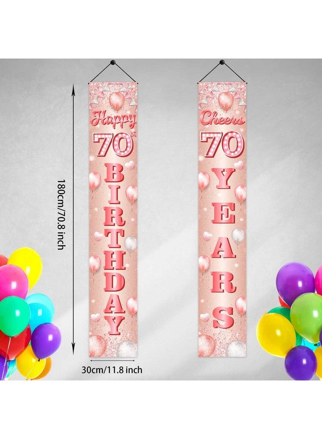 COOSOAR Happy 70Th Birthday Rose Gold Banner Backdrop Cheers To 70 Years Old Confetti Balloons Theme Decor For Women 70 Years Old Pink Birthday Party Decorations Bday Supplies Gift Background Favors Glitter - Image 2