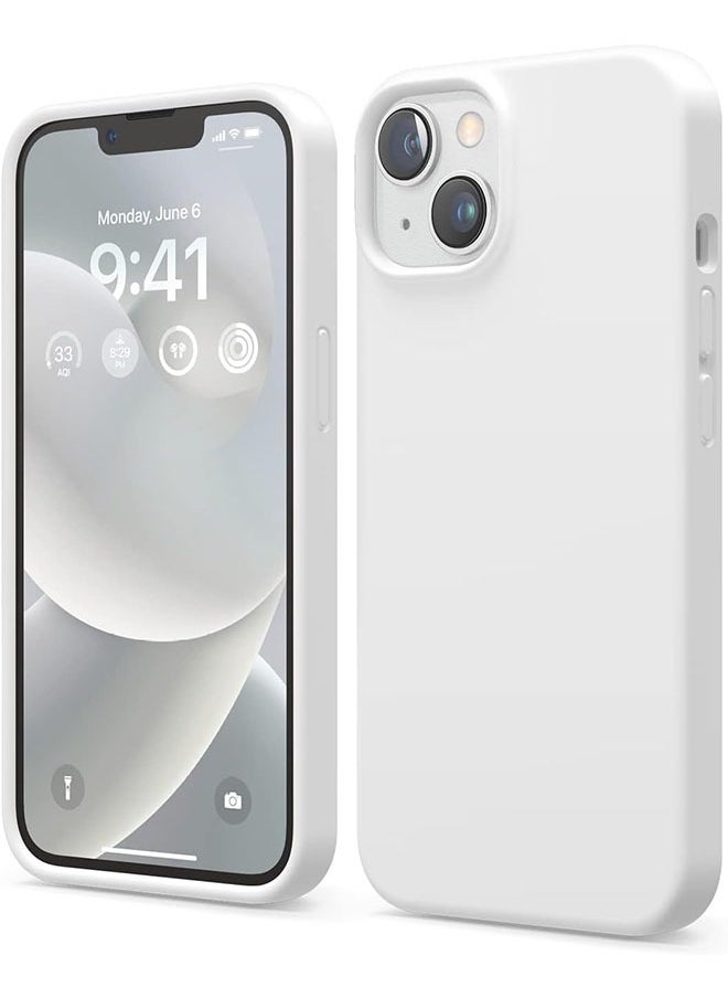 1 pcs iPhone 14 Plus Case, Liquid Silicone Case, Full Body Protective Cover, Shockproof, Slim Phone Case, Anti-Scratch Soft Microfiber Lining, 6.7 inch (White)  - Image 1