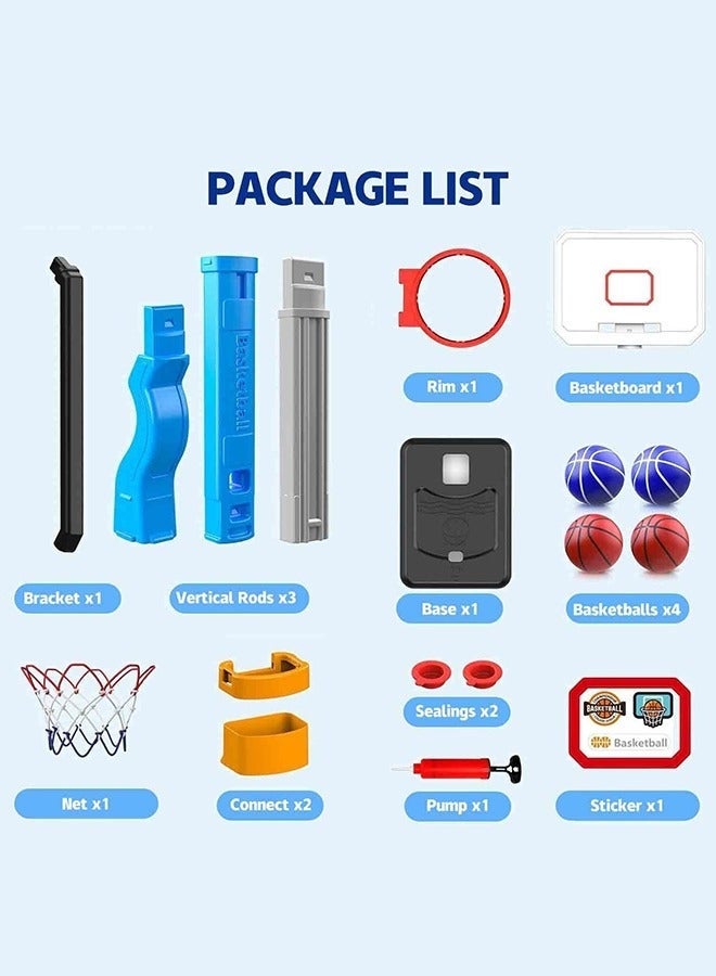 Bukela Toddler Basketball Hoop Height Adjustable, Kids Basketball Hoop for Indoor Outdoor Play, Pool Toys with 4 Balls and Pump, Swimming Pool Basketball Hoop for Kids Age 3-8 Birthday Gifts - Image 4