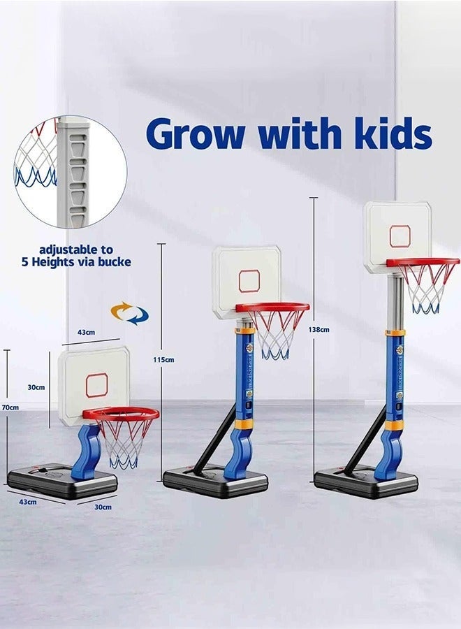 Bukela Toddler Basketball Hoop Height Adjustable, Kids Basketball Hoop for Indoor Outdoor Play, Pool Toys with 4 Balls and Pump, Swimming Pool Basketball Hoop for Kids Age 3-8 Birthday Gifts - Image 3