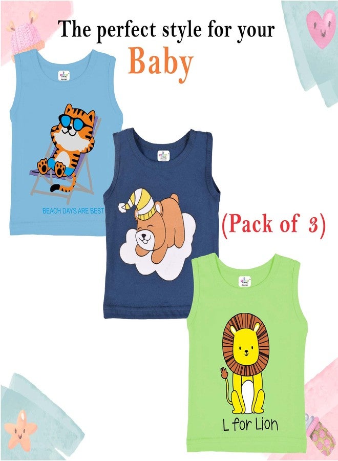 Kwitchy Unisex-Child Cotton Printed & T-Shirts Regular Fit Tees | Casual Tops | Sleeveless Vest | Summer Tshirt (Tshirts Only) (Pack of 3) (Multicolor-4, 2-3 Years) - Image 3