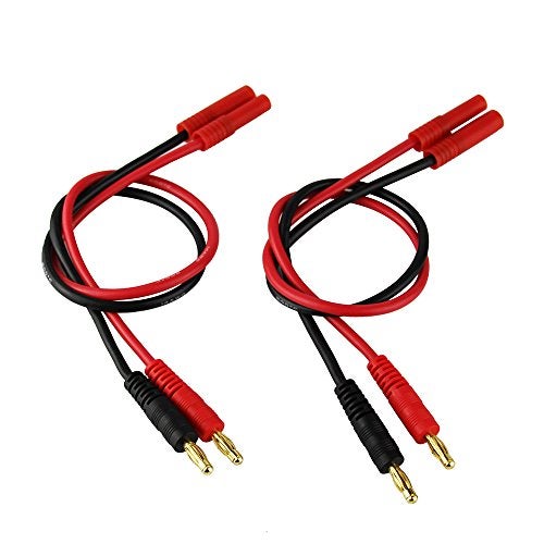 OliYin 2pcs HXT 4mm Charge Cable to 4.0mm Banana Connector Plug with 14awg 30cm 11.8inch Silicone Wire(Pack of 2) - Image 1