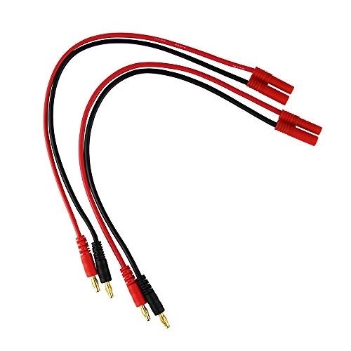 OliYin 2pcs HXT 4mm Charge Cable to 4.0mm Banana Connector Plug with 14awg 30cm 11.8inch Silicone Wire(Pack of 2) - Image 2